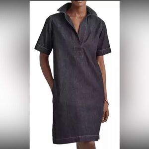 Lauren Ralph Lauren Black Denim Short Sleeve Popover Tunic Dress XL EXCELLENT